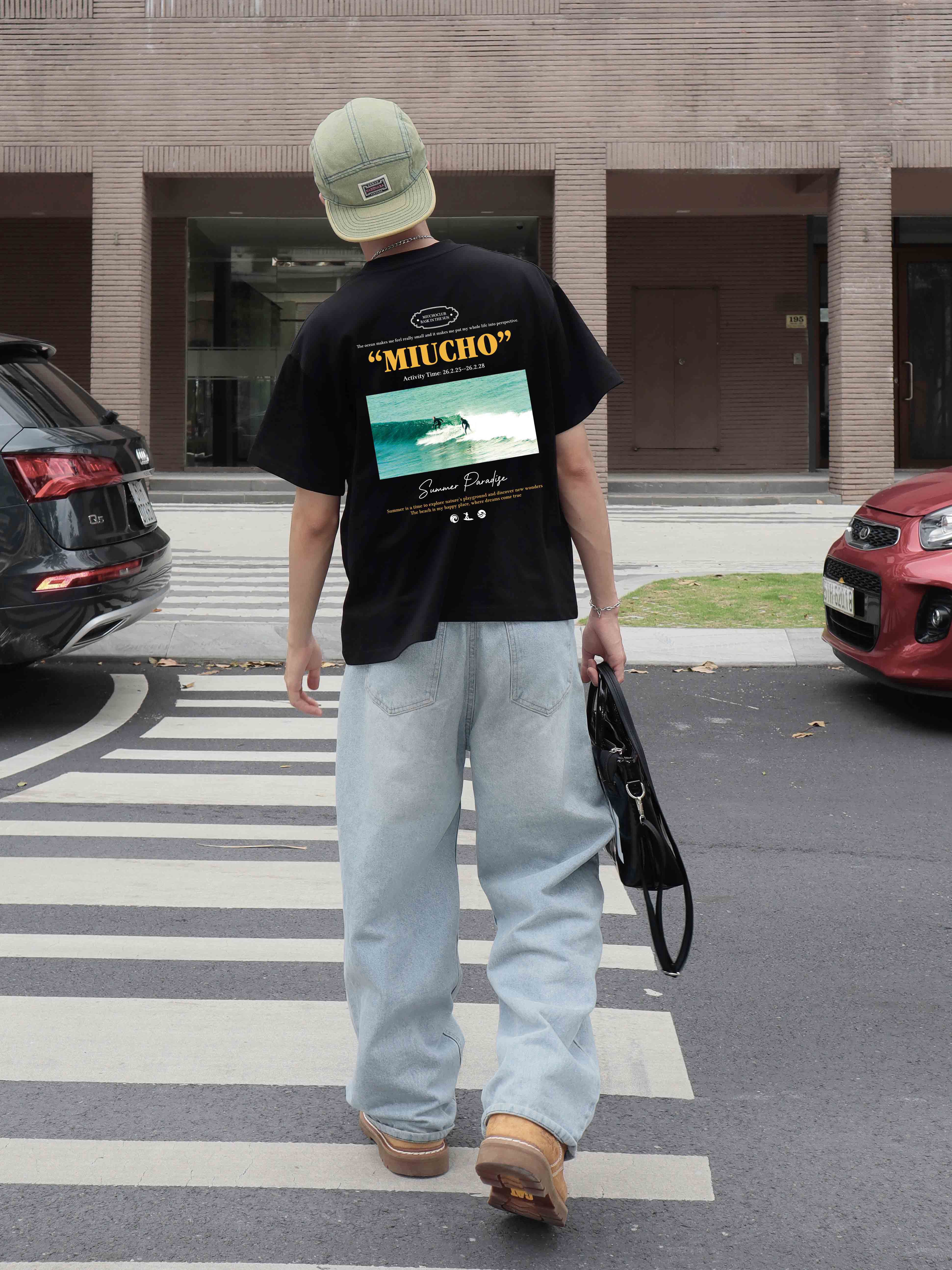 Áo phông form boxy hè biển 2222 Miucho Club vải cotton 2 chiều cổ tròn đứng form in mix_thumbnail_2