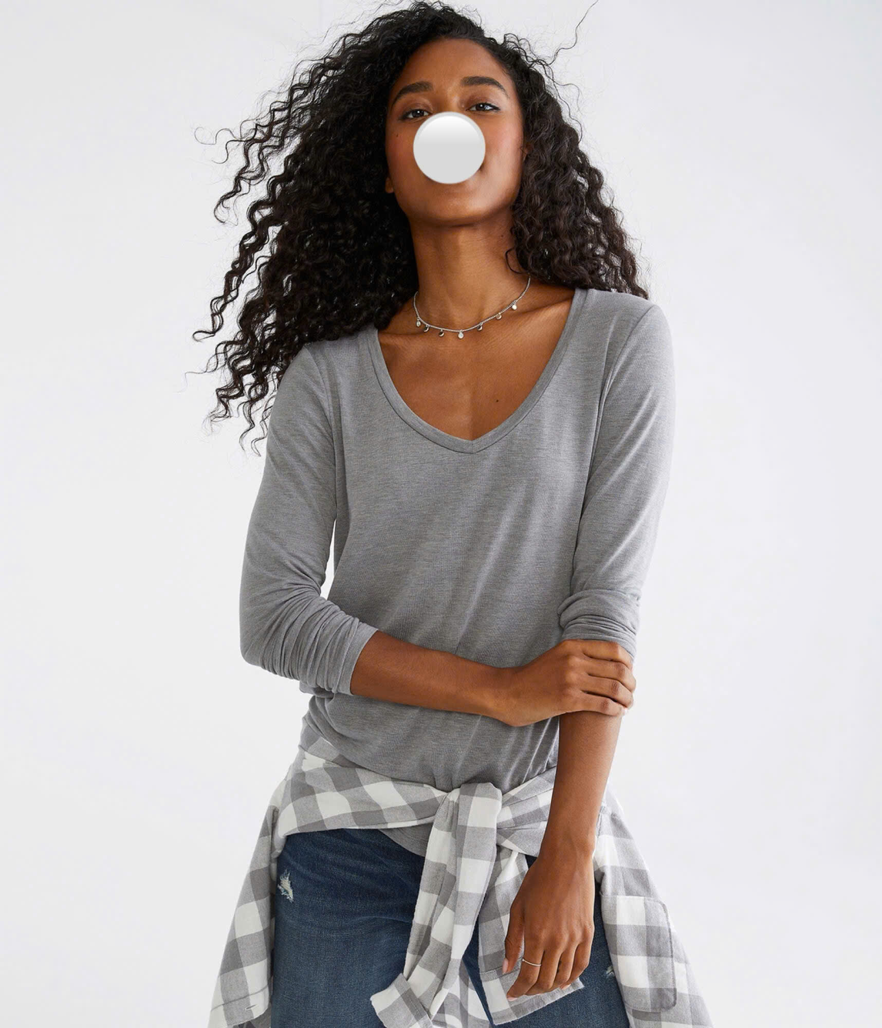 Áo tay dài cổ tim 