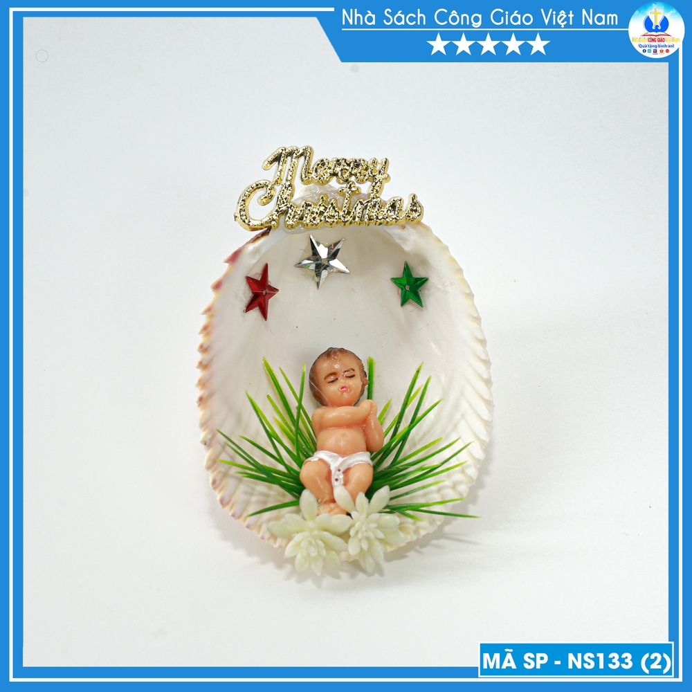 Tượng Chúa Hài Đồng Giáng Sinh mini - Vỏ ốc nhỏ NS133 Quà tặng Công Giáo, trang trí Noel_thumbnail_4
