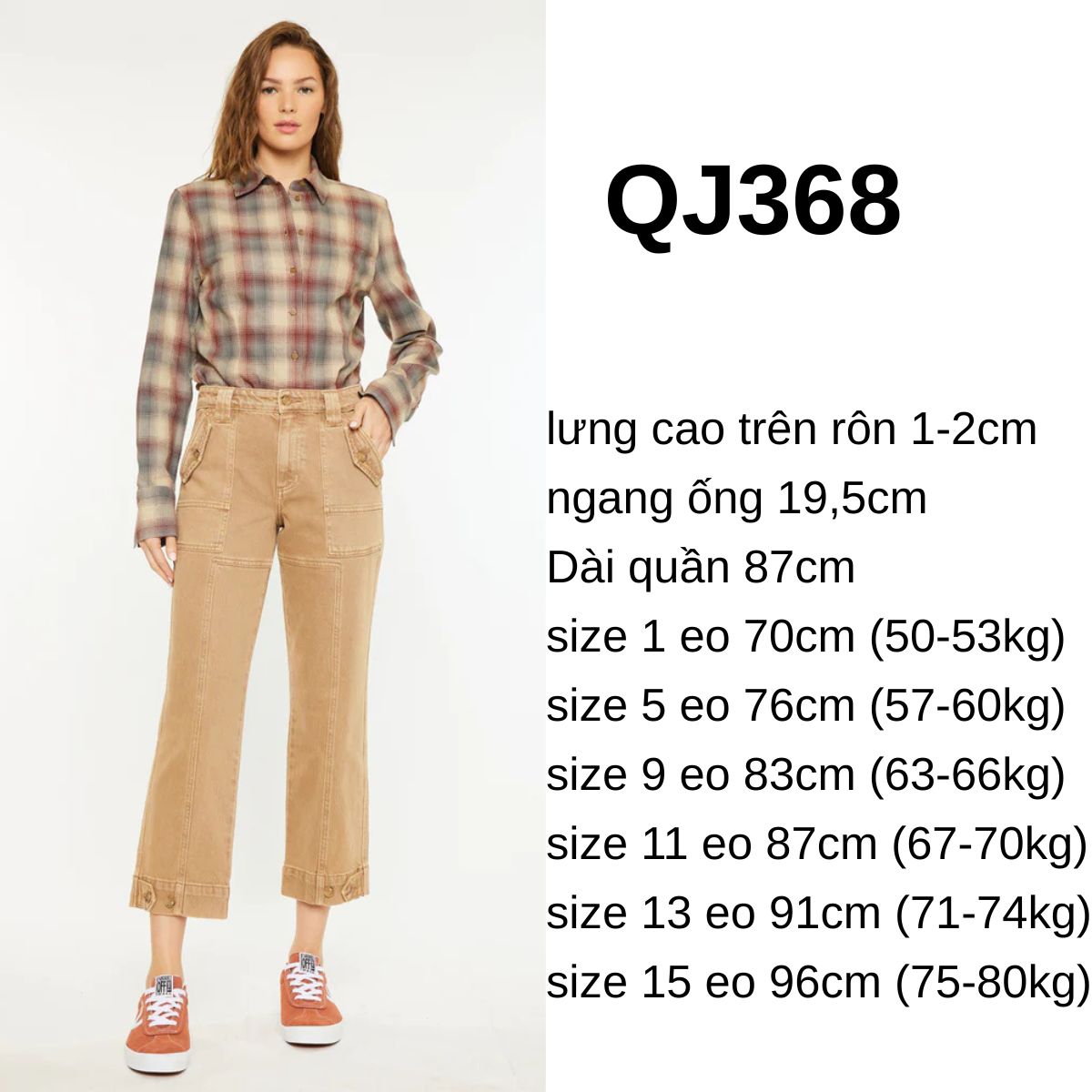QJ368- Jeans baggy vàng bò