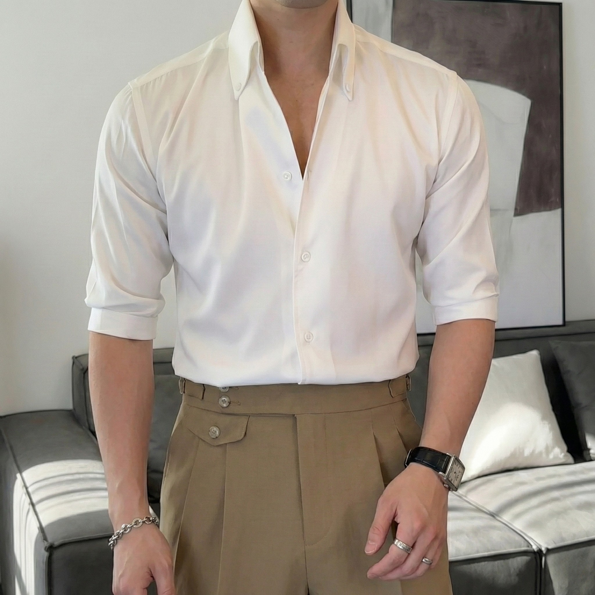 Áo Sơ Mi Riviera Cổ Button-Down Tay Lỡ