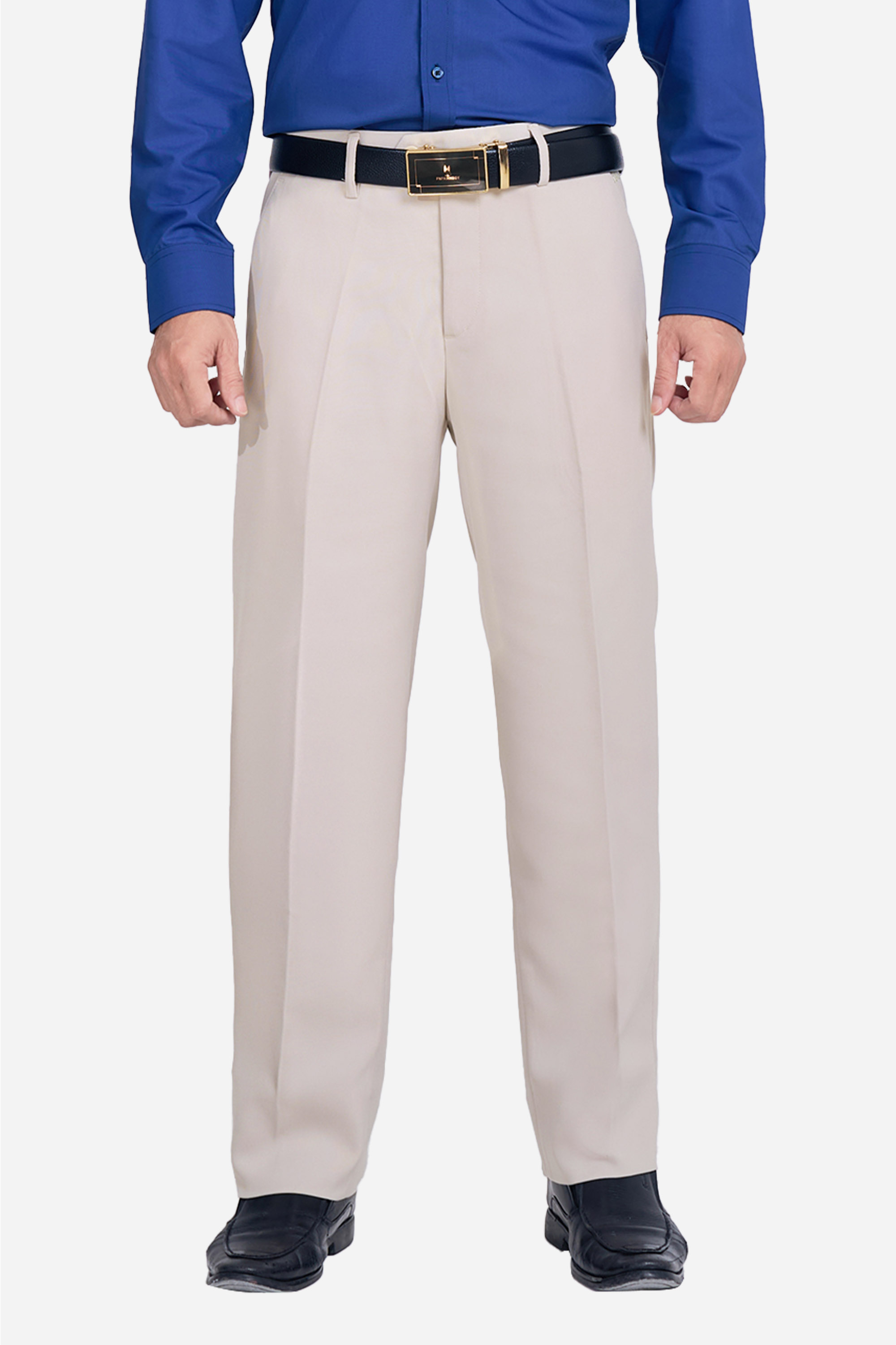 Quần Âu 0 Li Nam Trung Niên ANCHI Chất Liệu Vải Tăm Phom Suông Ống Rộng Màu Kem