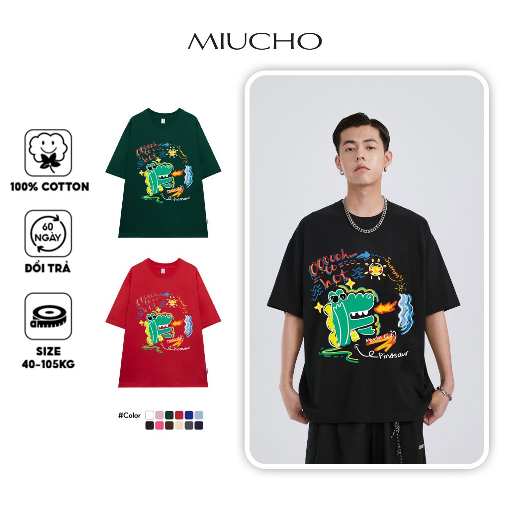 Áo phông nam form rộng nhiều màu ATD1072 Miucho Man tay ngắn cổ tròn in mix