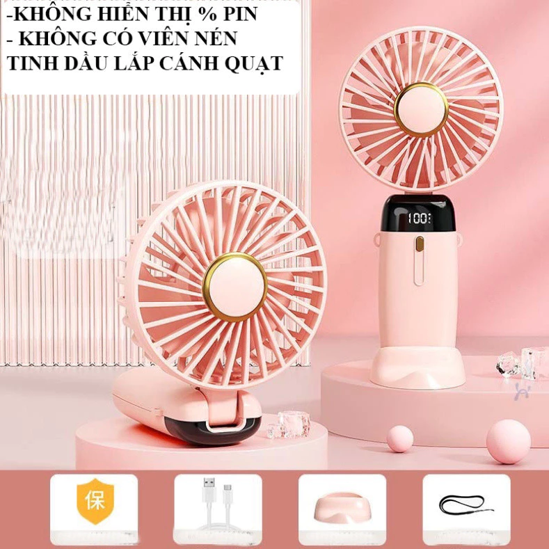Quạt mini cầm tay PTLUXURY tích điện 5 chế độ chế độ có màn hình hiển thị siêu đẹp [ HÀNG CAO CẤP ]