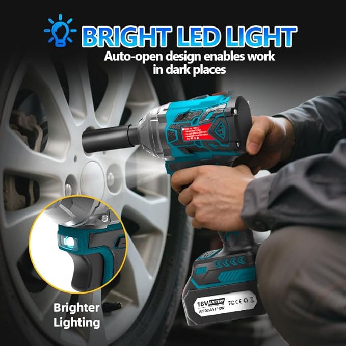 Impact Wrench - Máy Siết Bu Lông Không Dây 550N.m – Động Cơ Không Chổi Than Mạnh Mẽ, Pin Khủng 5.2Ah_thumbnail_2