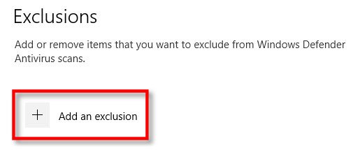 Cách thêm ngoại lệ trong Windows Defender trên Windows 10