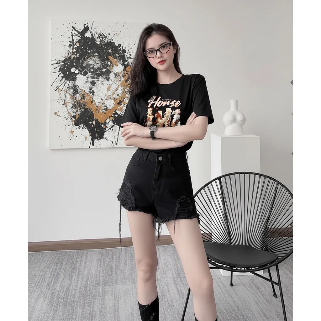 Áo thun Tết Bính Ngọ nữ form vừa Miucho Chic vải mềm mại thoáng mát hình in sắc nét 3015_thumbnail_3