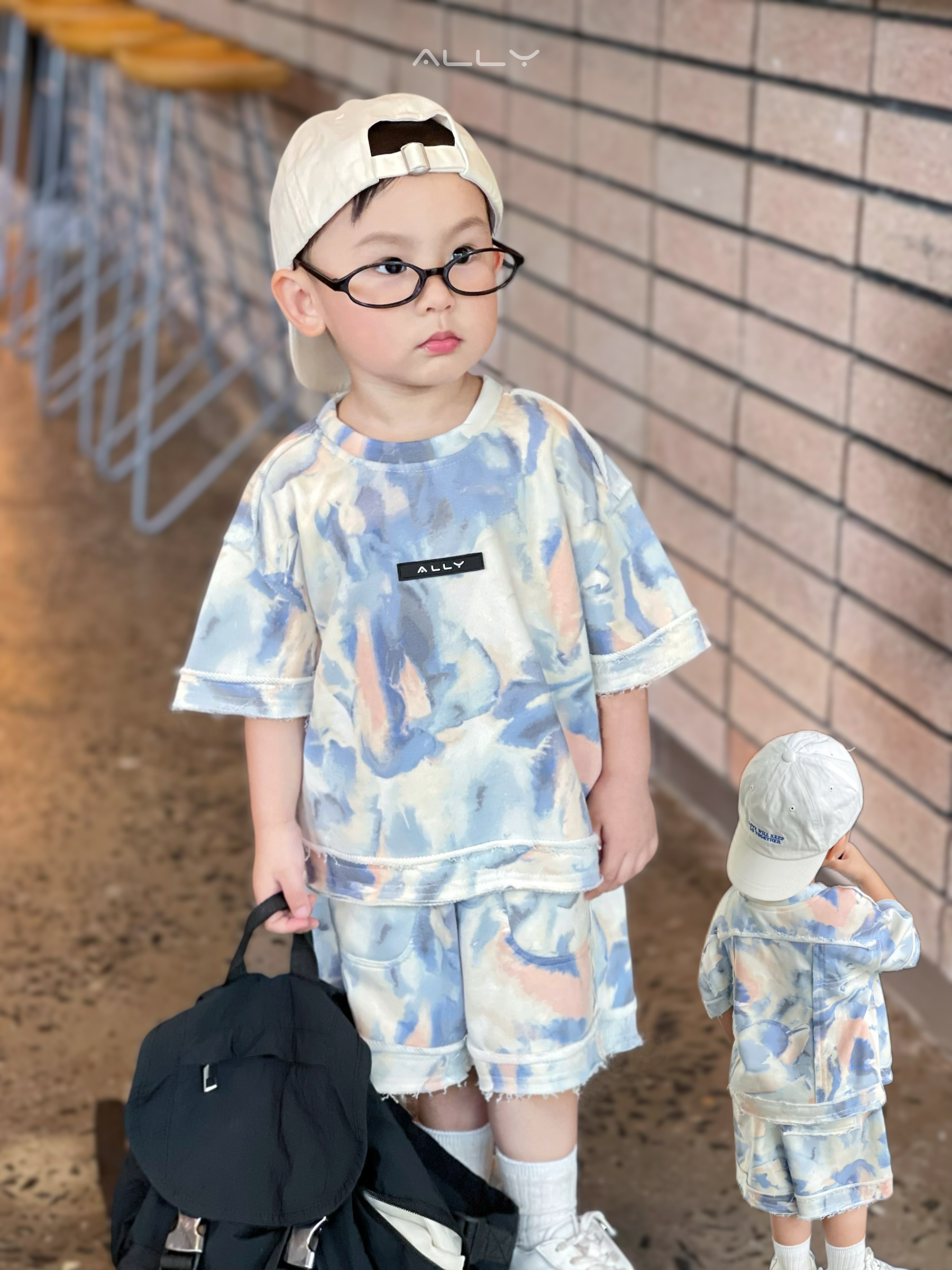 Bộ quần áo Ally thun cotton bé trai loang màu pastel