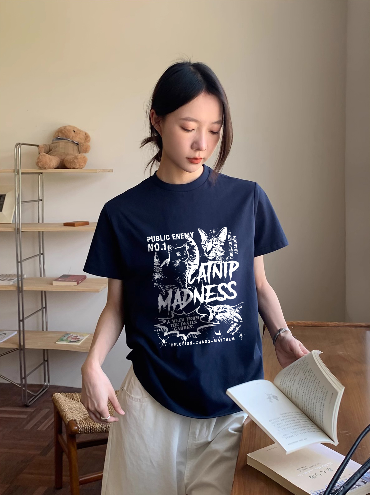 Áo thun nữ phong cách Korean form Regular ARD2397 Miucho Chic chất vải cotton cao cấp in mix_thumbnail_2