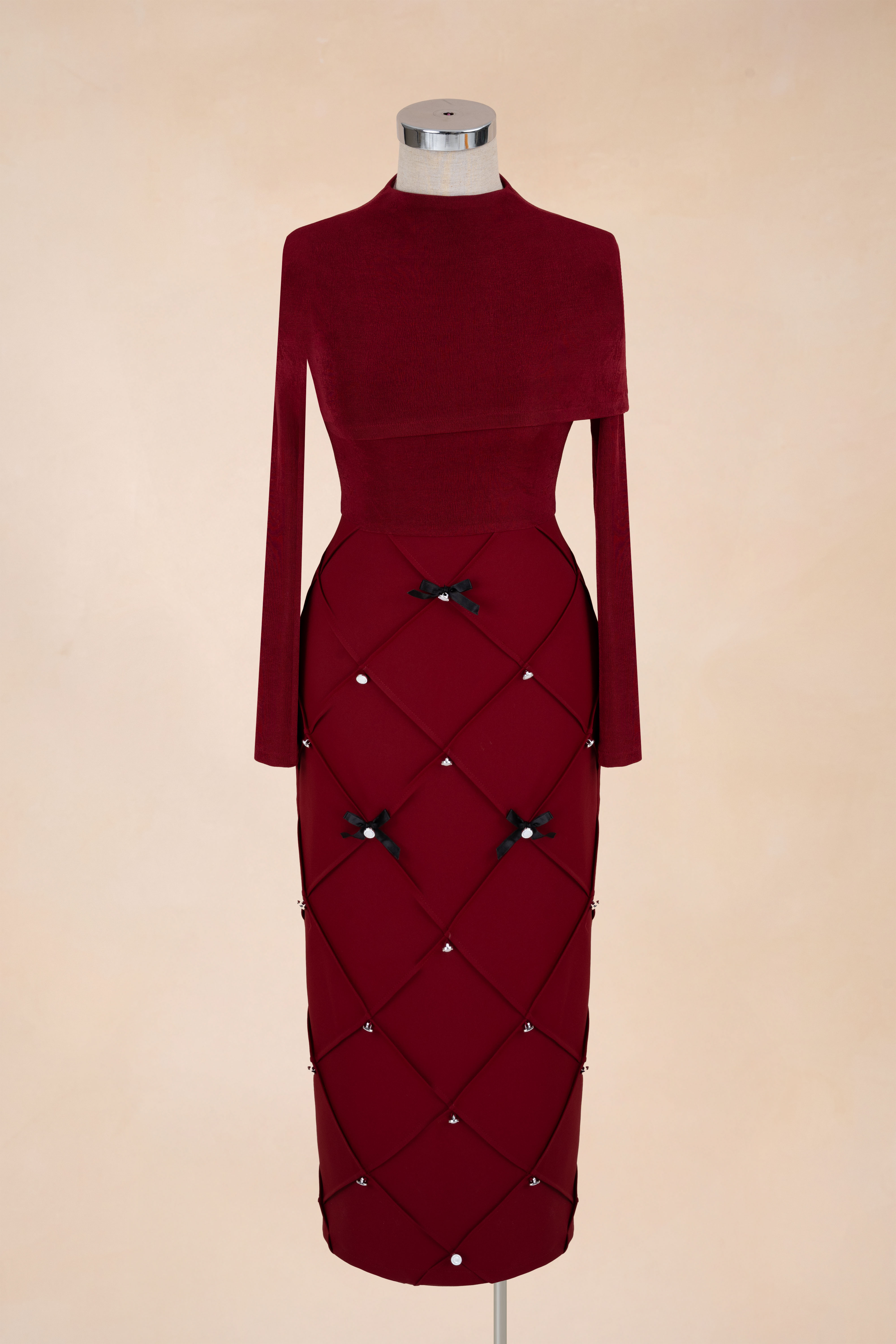 Đầm Bút Chì Đính Nơ Vạt Chéo