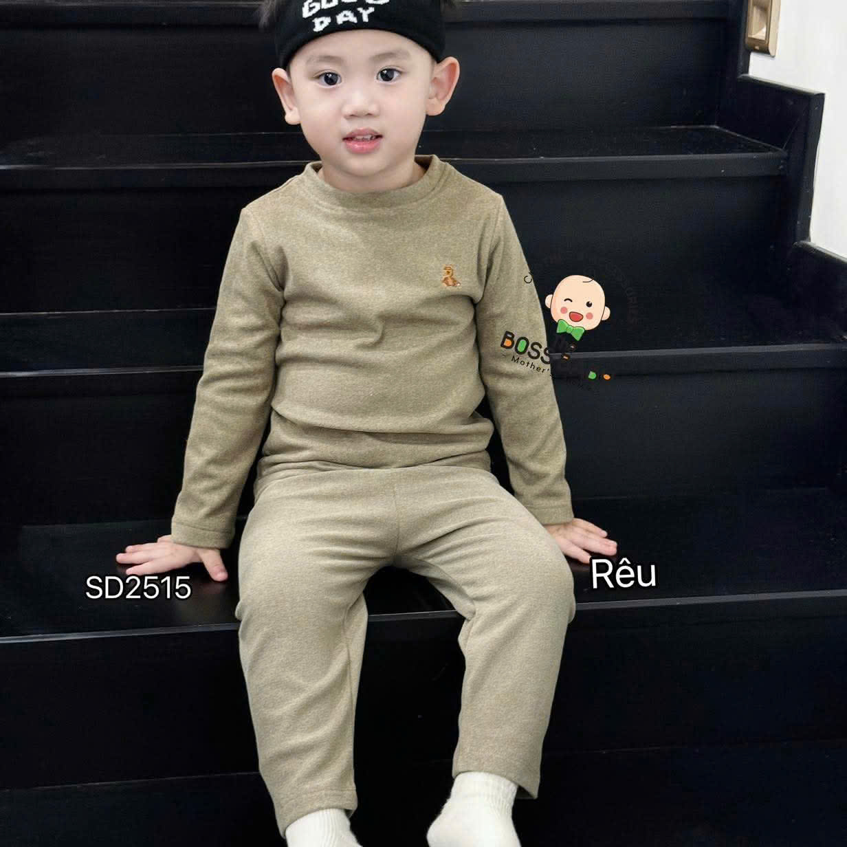 Set bộ nỉ giữ nhiệt trơn thêu gấu GAP_thumbnail_2