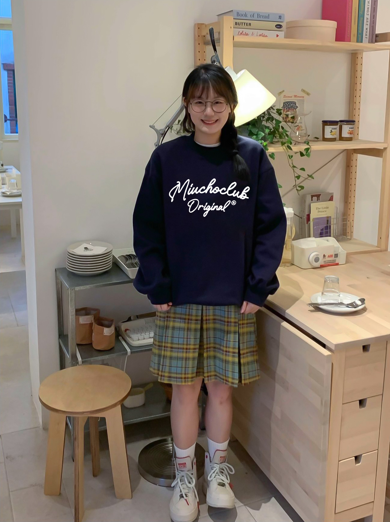 Áo sweater nữ form boxy 1911 Miucho cổ tròn vải nỉ bông 350 GSM dày dặn in basic_thumbnail_3