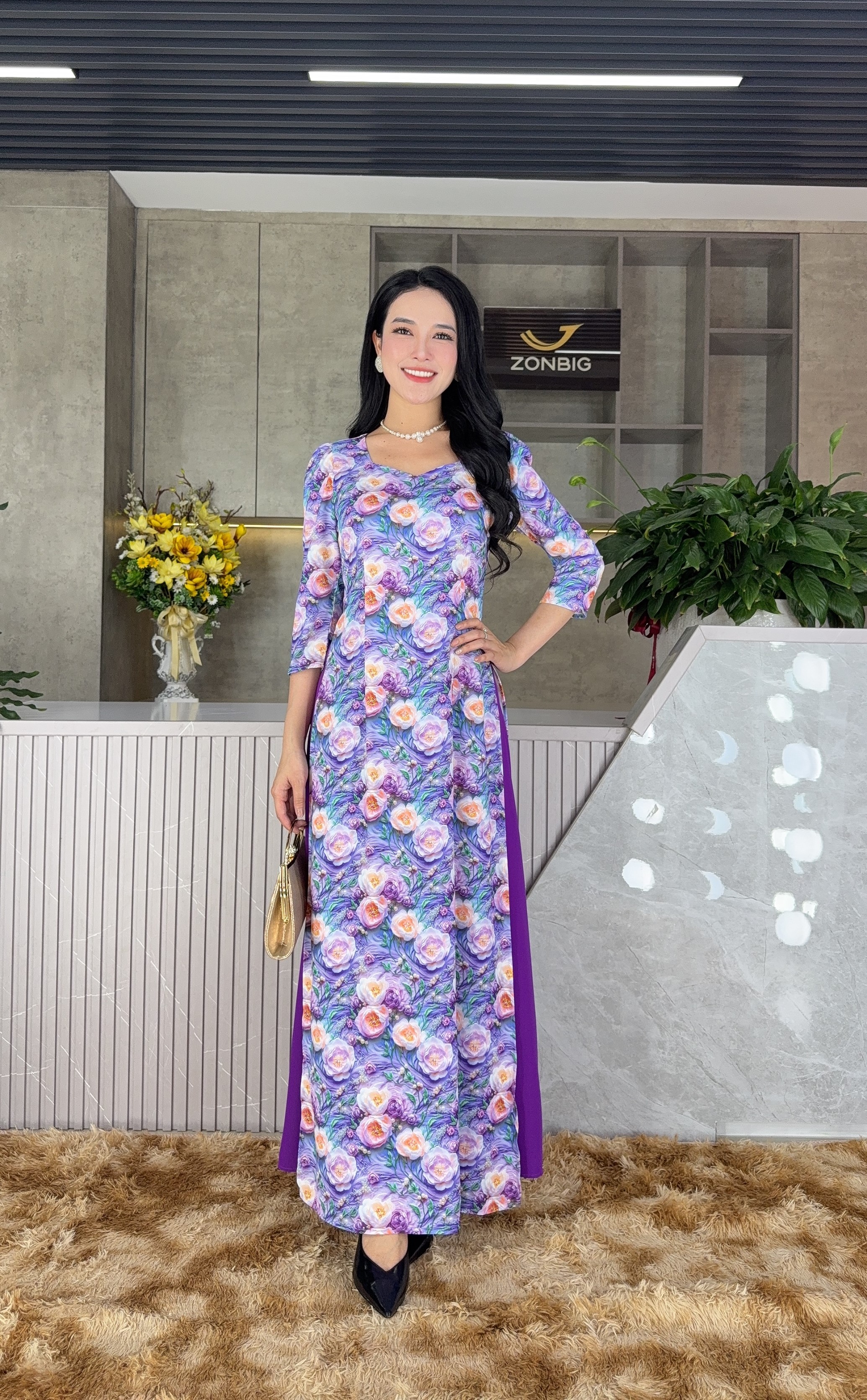 Đầm giả áo dài - Y2075 - Thương hiệu Zonbig