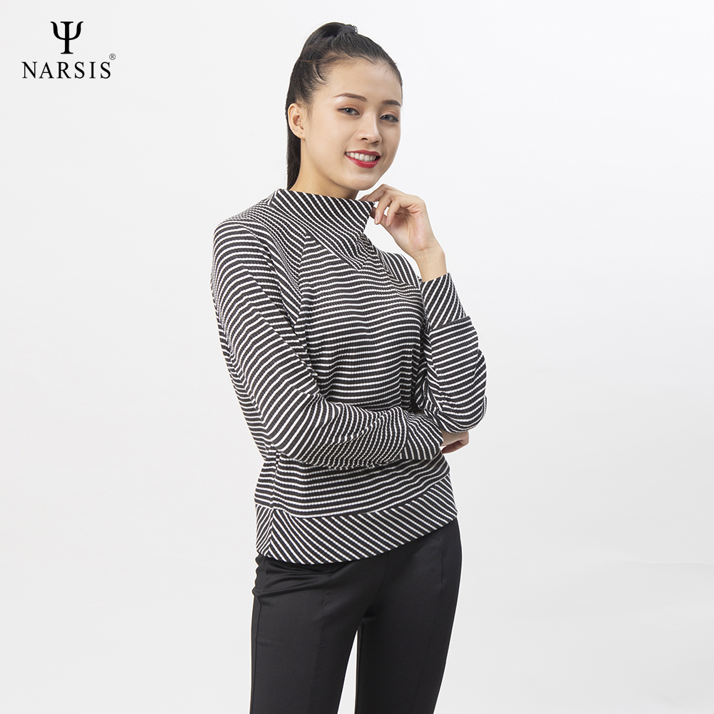 ÁO THUN DÀI TAY CỔ 3 PHÂN NỮ L0011 NARSIS CHẤT LIỆU THOÁNG MÁT, DỄ CHỊU, THOẢI MÁI CẢ NGÀY, DỄ VẬ..._thumbnail_4