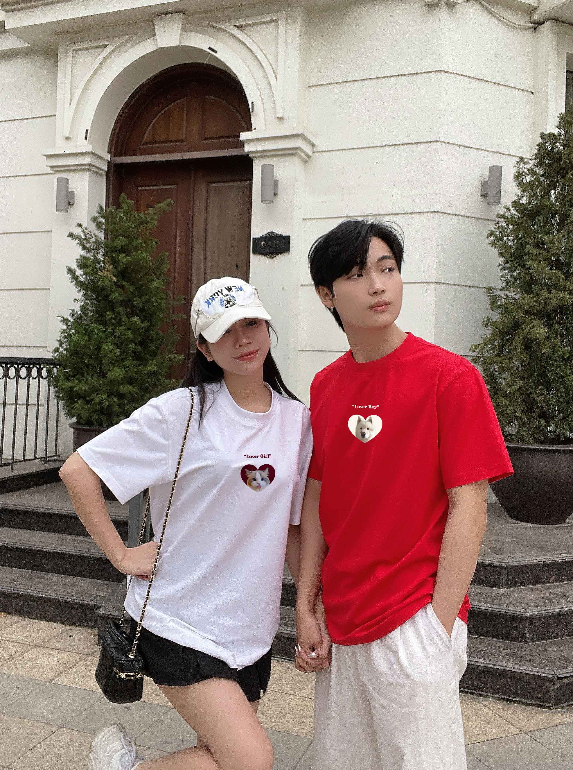 Áo thun cặp nam nữ LOVER form rộng 1956 Miucho cổ tròn vải 4c cotton 220gsm thoáng mát in mix_thumbnail_5