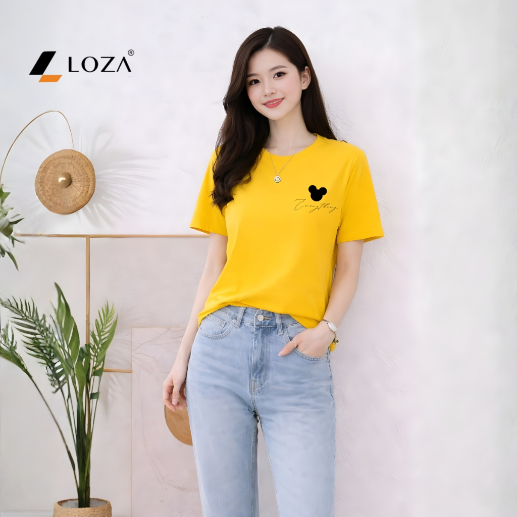 [Form rộng] Áo phông nữ dáng rộng hình Mickey trên ngực - Loza RT8454_thumbnail_5