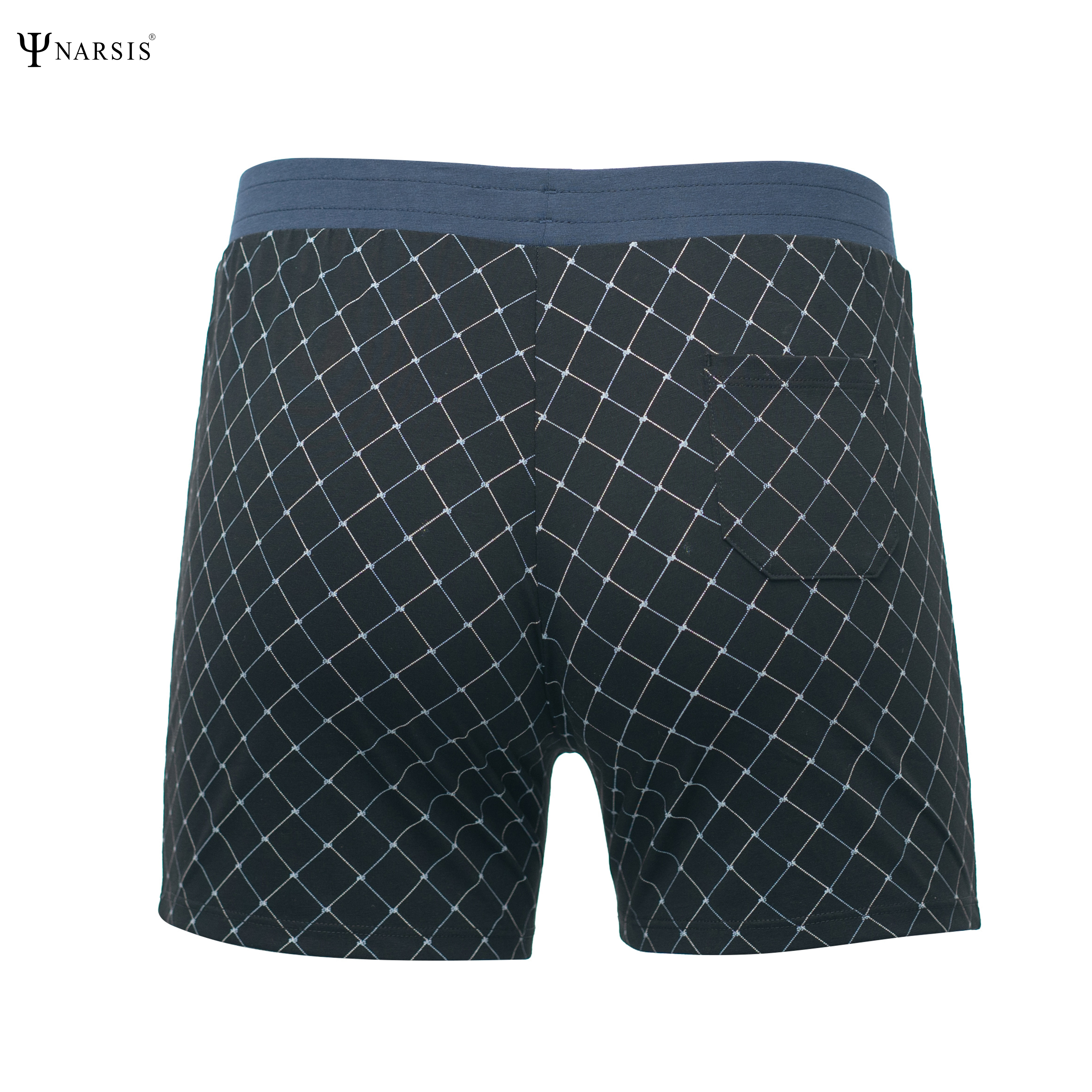 Quần đùi nam big size Narsis S25008 chất Cotton Spandex màu Caro đen, thiết kế thoáng khí, phù hợp mùa hè_thumbnail_1