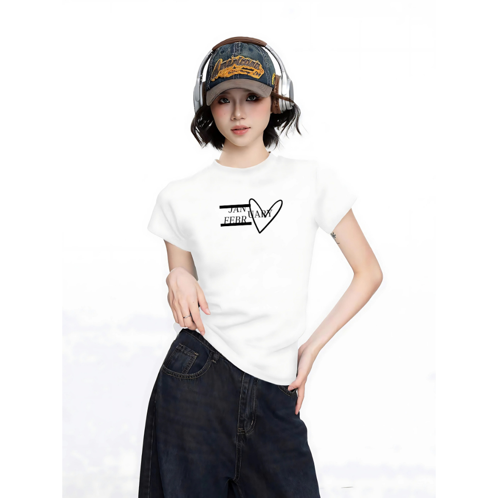 Áo Baby tee nữ trái tim chất cotton - Áo phông Baby tee nữ LOZA ET8241_thumbnail_1
