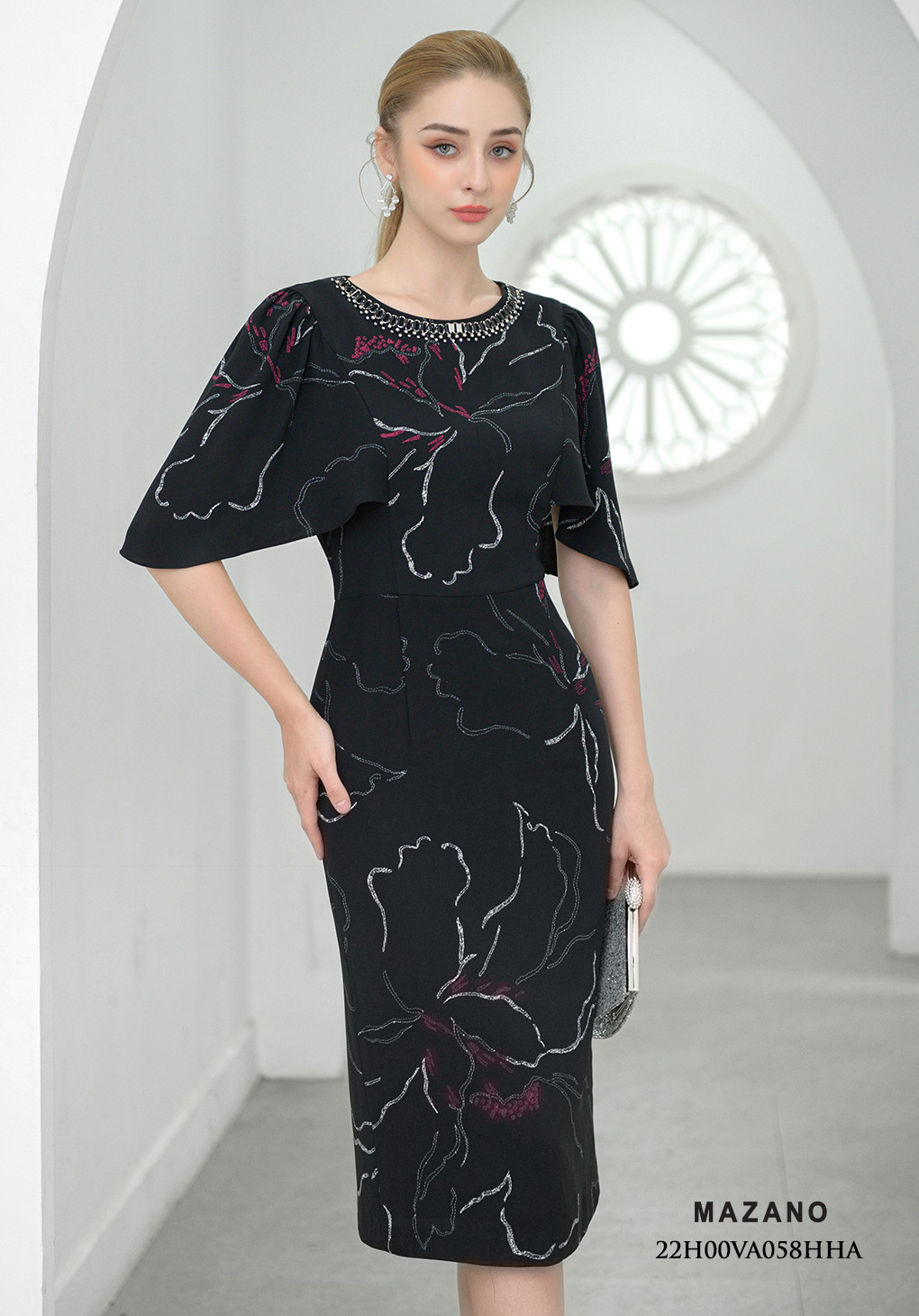 Đầm tiệc tay cánh tiên trang trí cổ_thumbnail_2