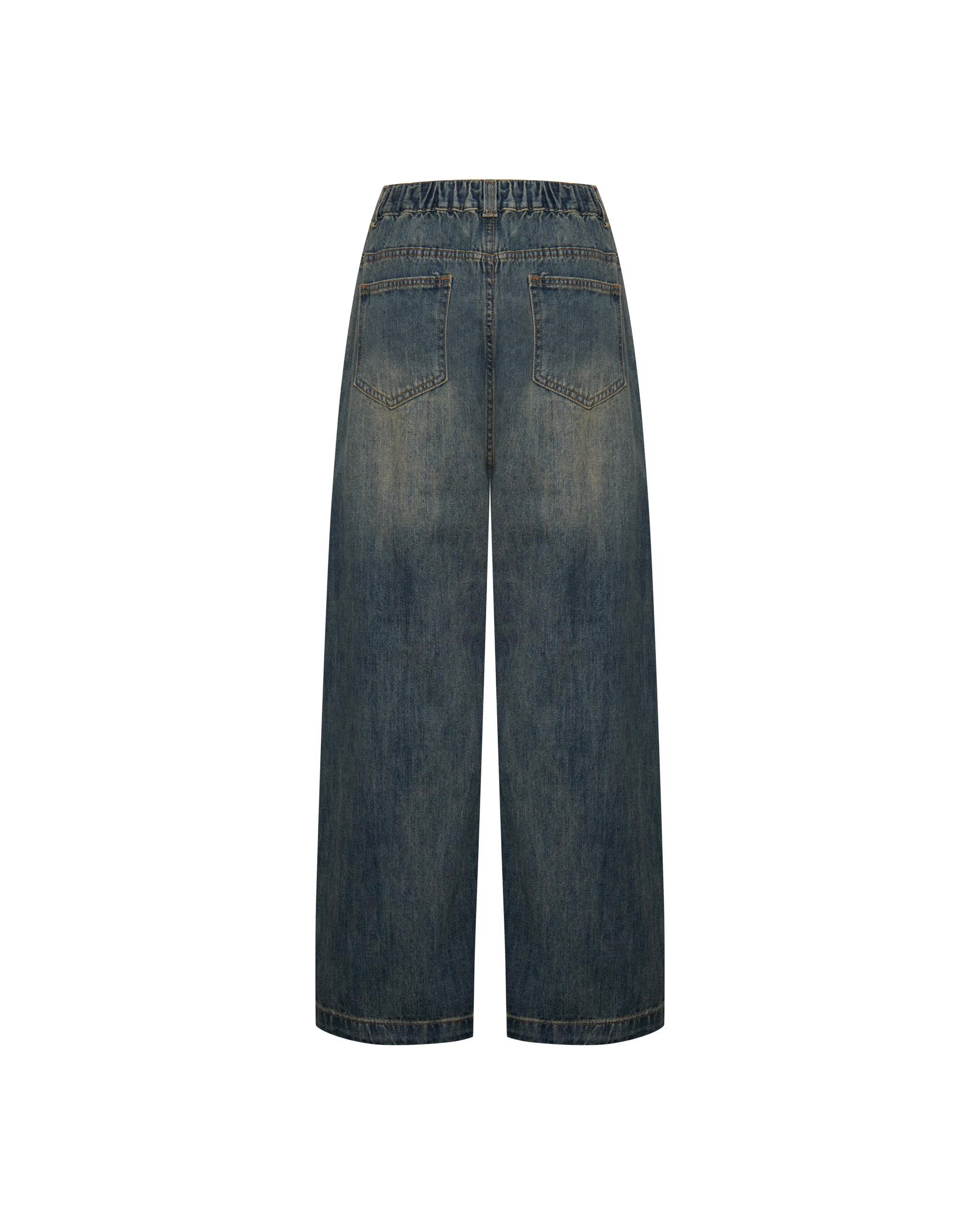 Quần jean suông rách lưng thun bigsize QJ386