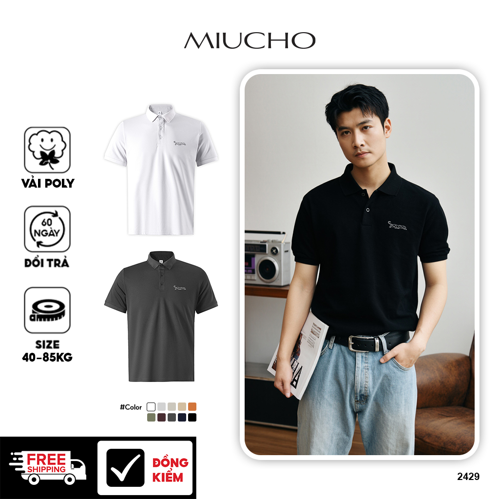 Áo polo nam form vừa vải cá sấu PLCSD2429 Miucho Iconic tay ngắn cổ trụ in artwork