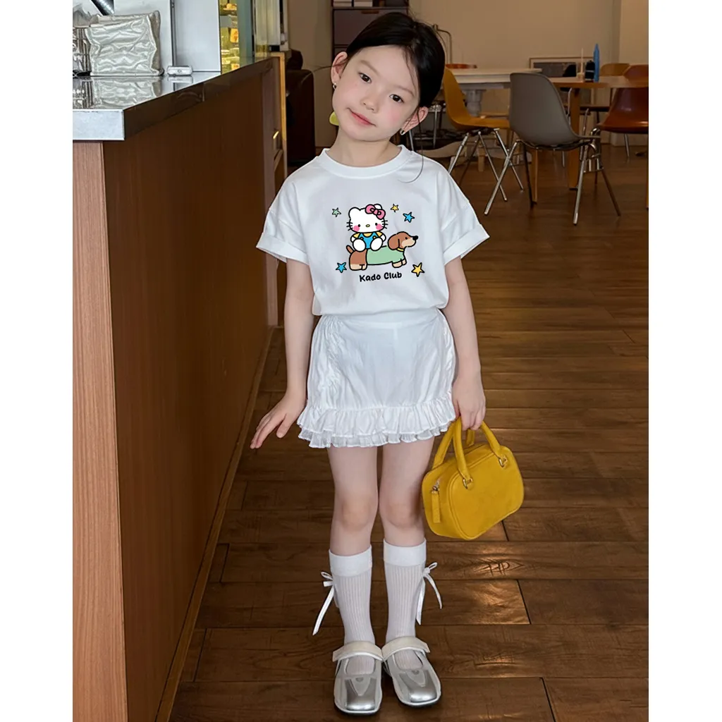 Áo thun kid Kado vải cotton cao cấp thoáng mát tay ngắn cổ tròn Kitty và cún in artwork 2882_thumbnail_2