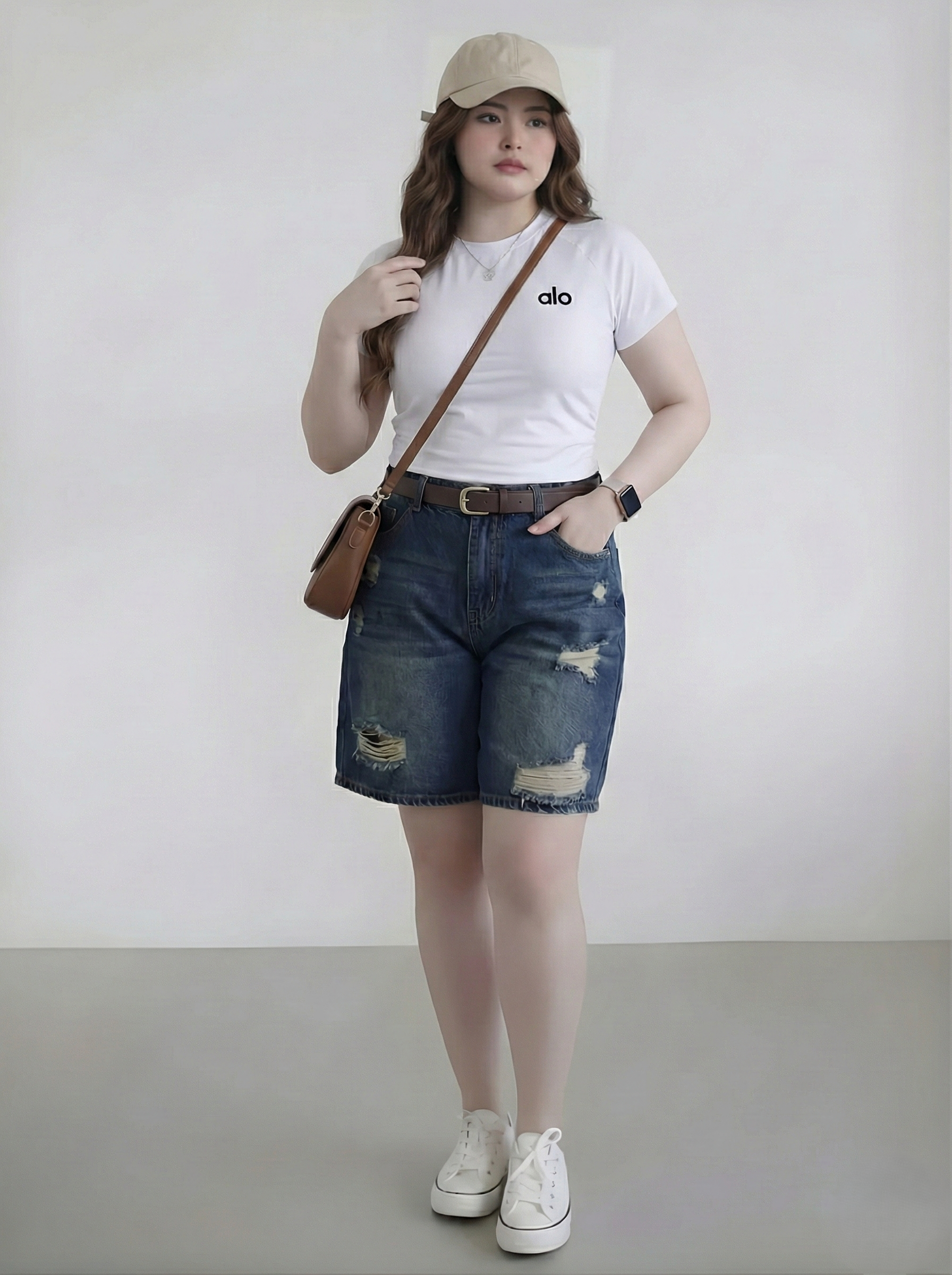 Quần short jean ngố rách lưng thun bigsize QSJ56 dành cho nàng từ 55-90kg