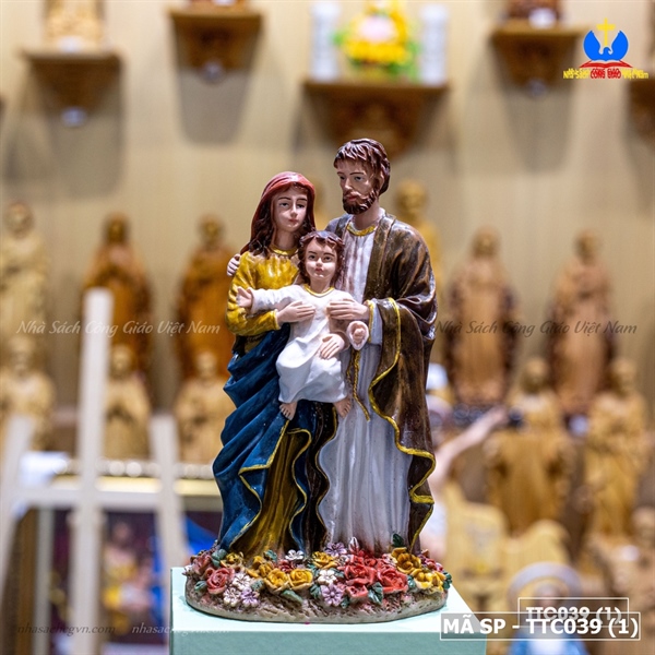 Tượng Gia Đình Thánh Gia hoa hồng 25cm