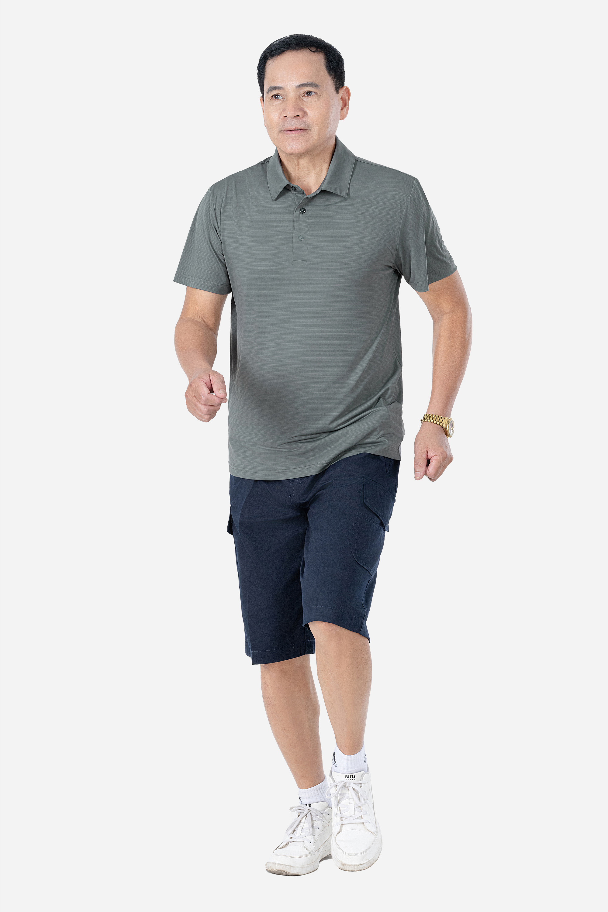 Áo Polo Melange Thể Thao Nam Trung Niên ANCHI Chất Liệu Cotton Phom Suông Vạt Ngang_thumbnail_29