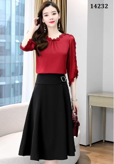 14232-Set áo tay lở viền ren kèm chân váy (lụa chéo, thun poly)_thumbnail_0
