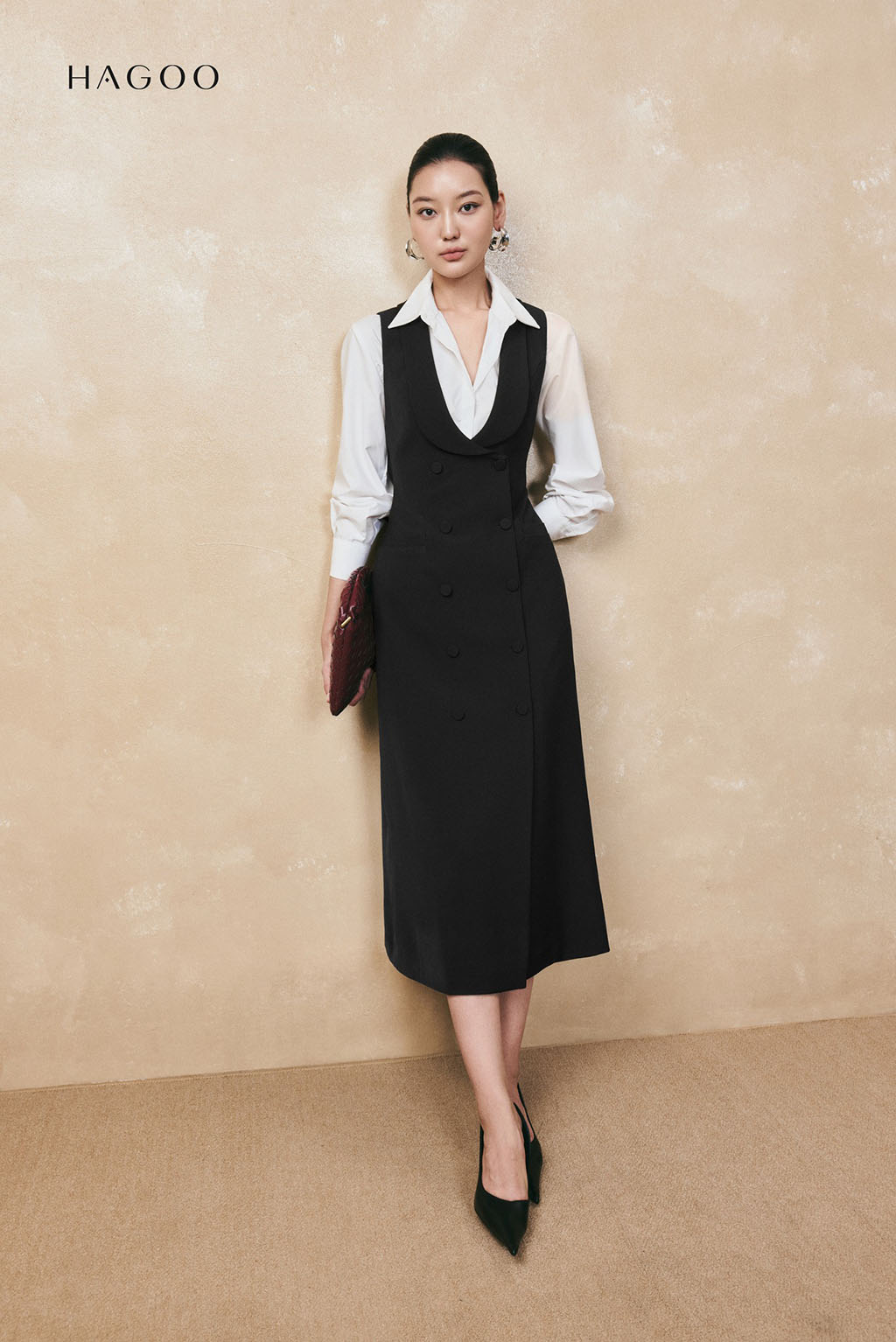 Váy Gile đính nẹp hai hàng khuy HAGOO