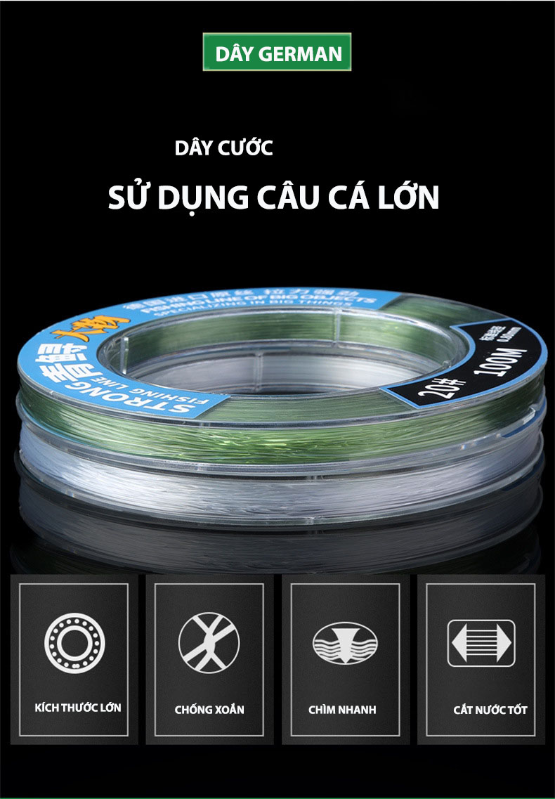 Dây Câu Nylon GERMAN Câu Cá Lớn Cuộn 100M_thumbnail_6