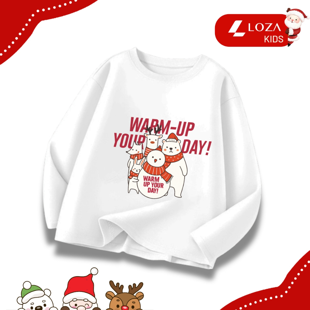 Áo thun dài tay bé trai, bé gái in hình Noel cho bé từ 15-40kg - Áo thu đông trẻ em Loza Kids - KT010_thumbnail_6