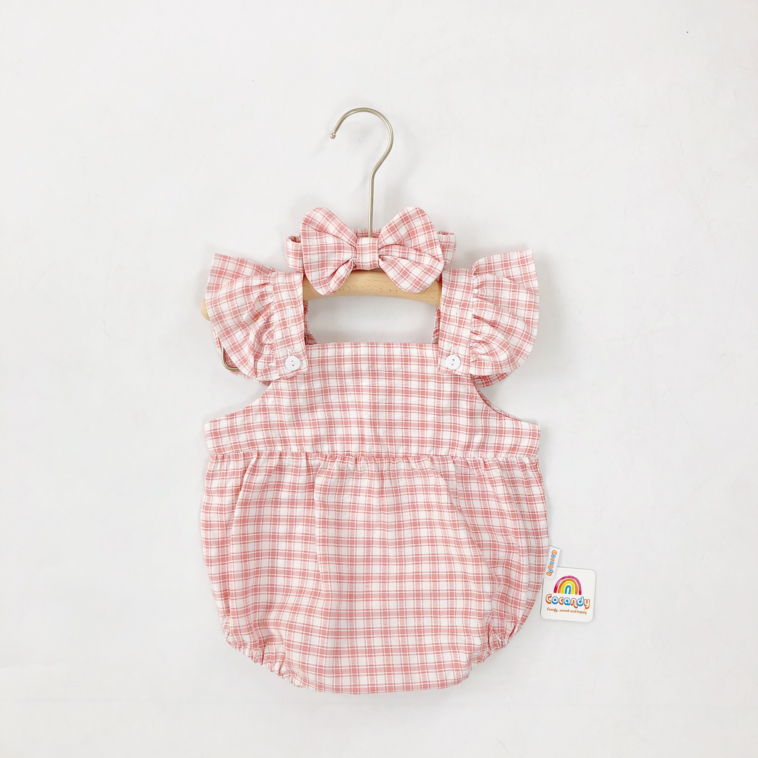 Bodysuit caro HỒNG + nơ