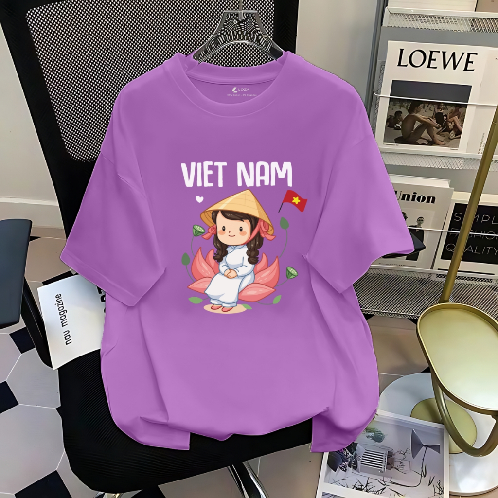 [Form Rộng] Áo thun nữ in hình cô gái mặc áo dài Việt Nam - LOZA T3175_thumbnail_4