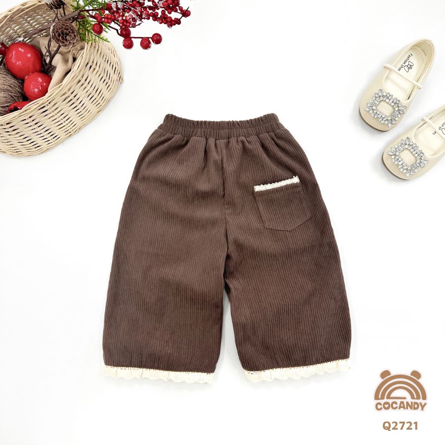 Quần dài nhung NÂU phối gấu bèo TRẮNG_thumbnail_3