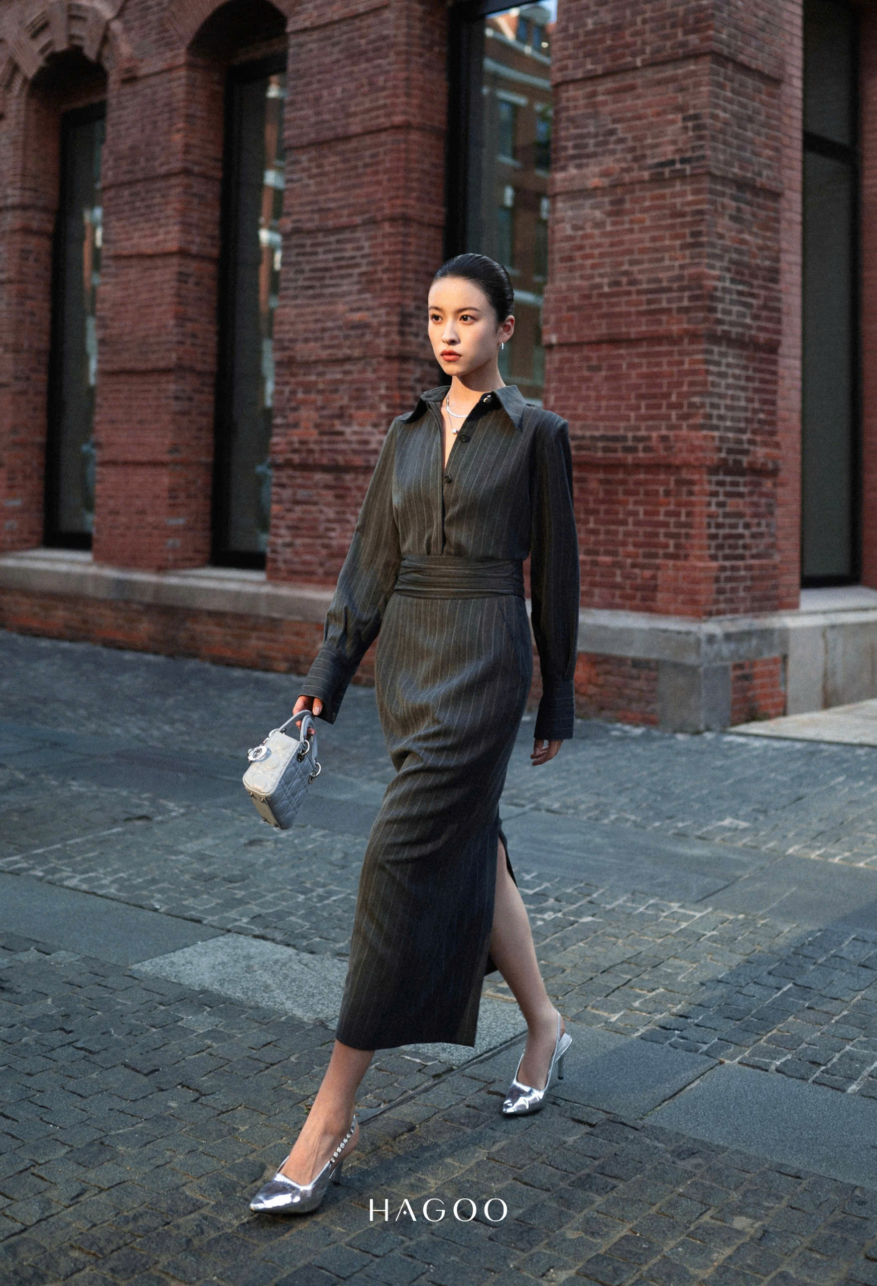 Set sơ mi chân váy nhún cạp