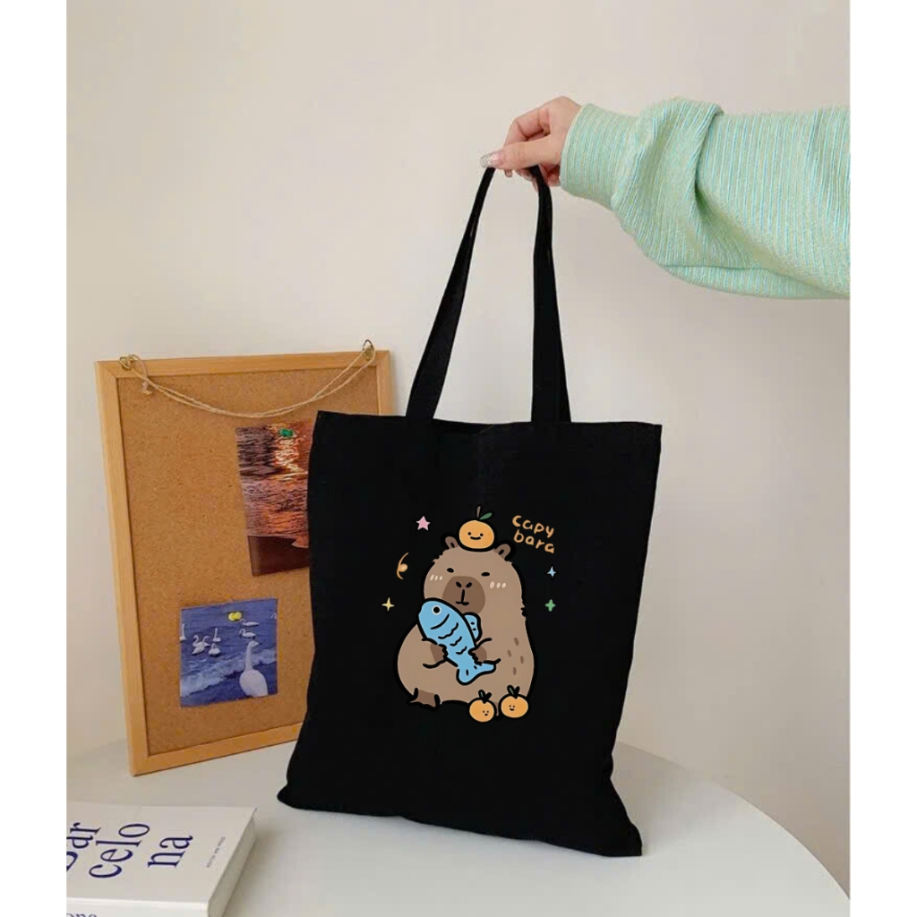 Túi Tote Capybara-Túi vải canvas có túi phụ và khoá kéo đựng vừa A4 và laptop (33x37cm) - TOTE02_thumbnail_8