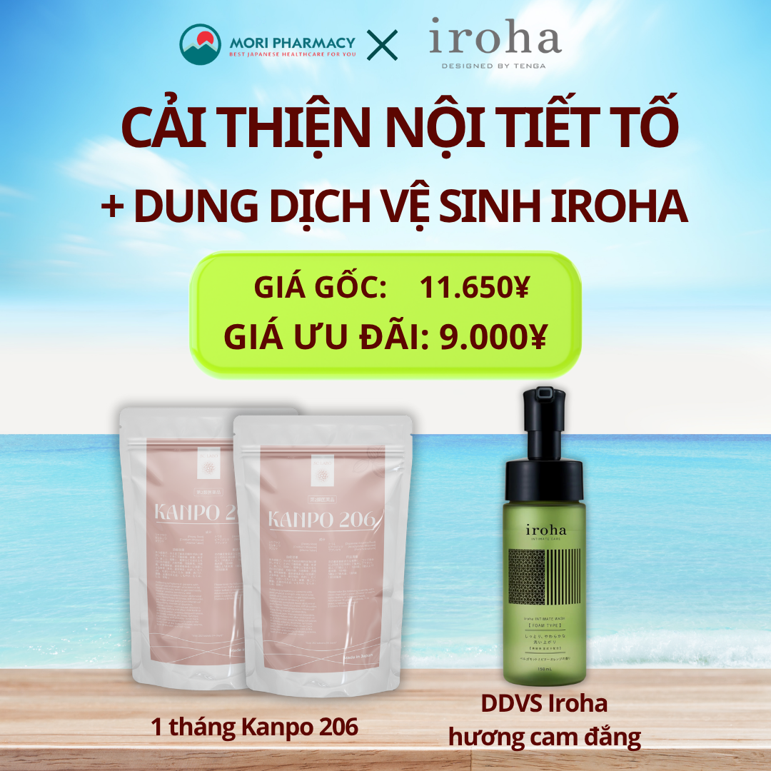 Combo cải thiện nội tiết + dưỡng cô bé (1 tháng kanpo 206 + DDVS Iroha xanh)