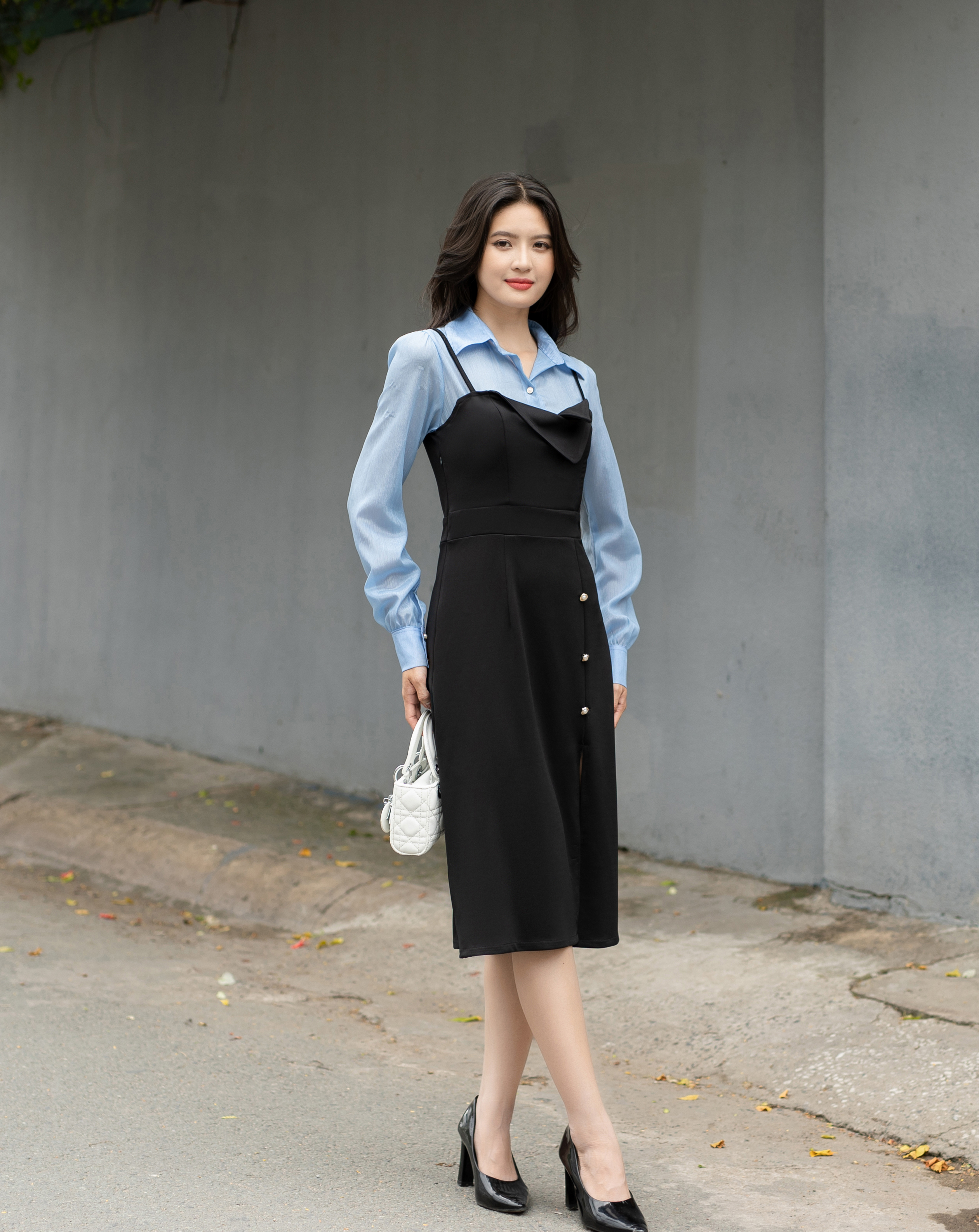 Đầm thiết kế hai dây giả yếm cổ điển kiểu Pháp_thumbnail_3