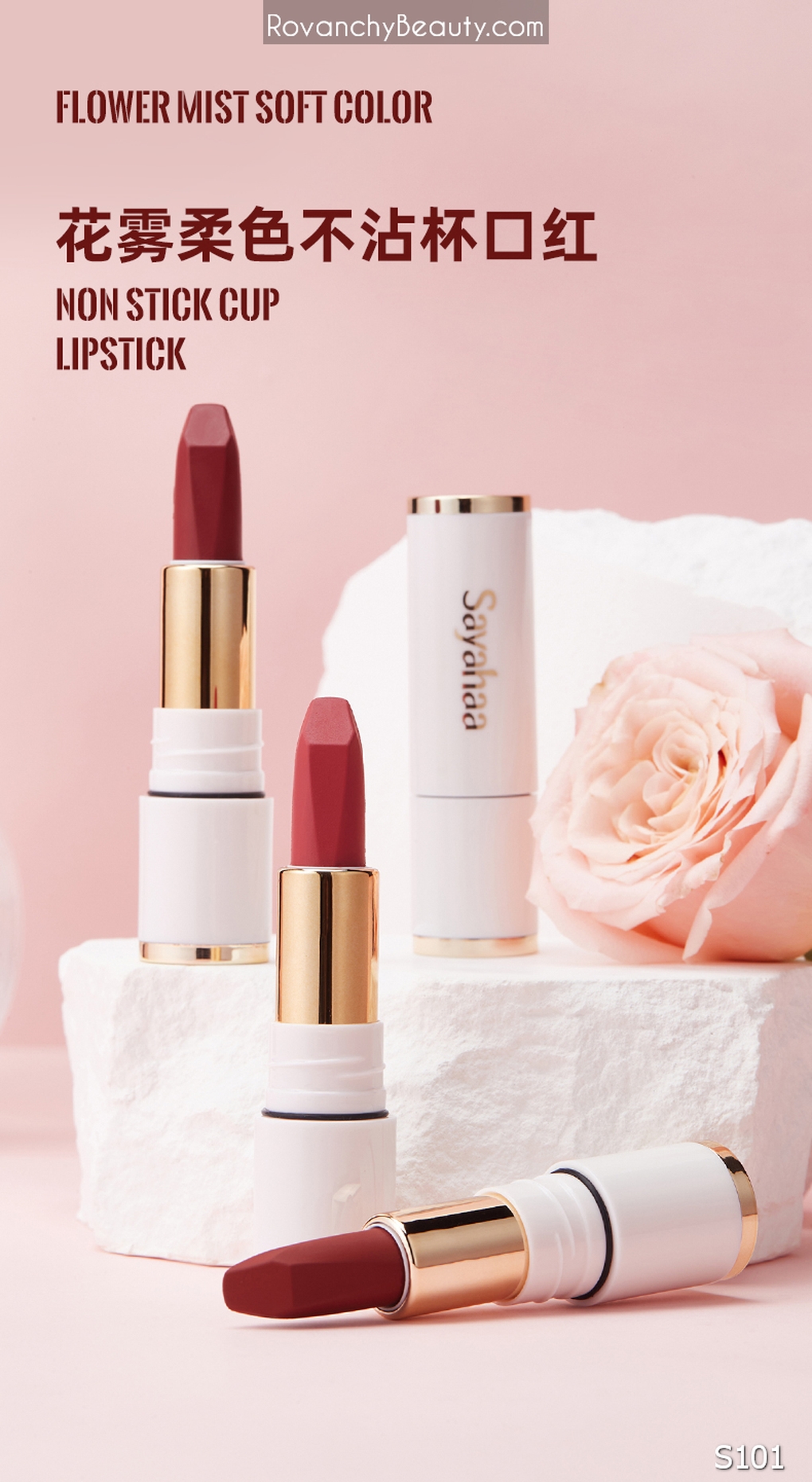 S101 Son Lì Cao Cấp Sayahaa Không Trôi - Màu Đẹp Tự Nhiên, Lâu Phai, Dưỡng Môi Mềm Mịn_thumbnail_8