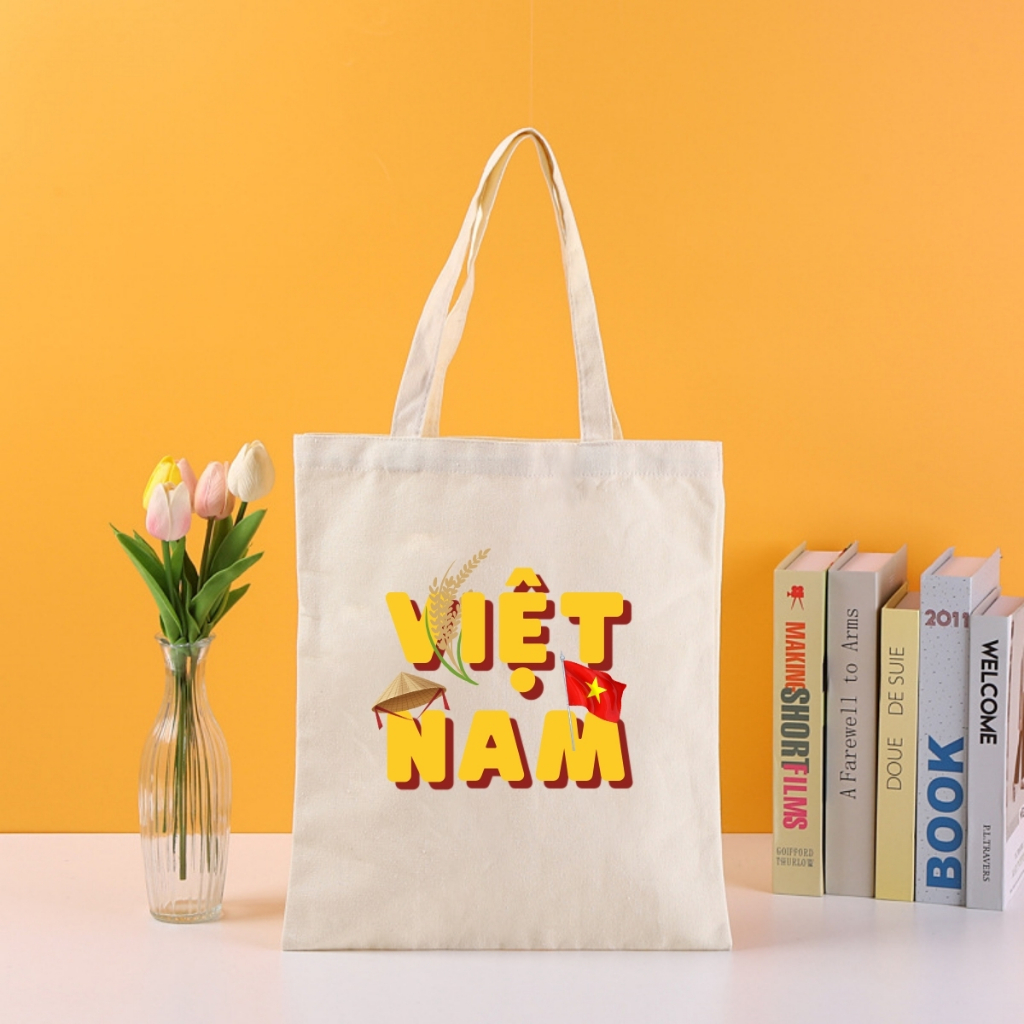 Túi Tote Tôi yêu Việt Nam   - Túi vải canvas có túi phụ và khoá kéo đựng vừa A4 và laptop (33x37cm) Loza  - TUI01_thumbnail_8
