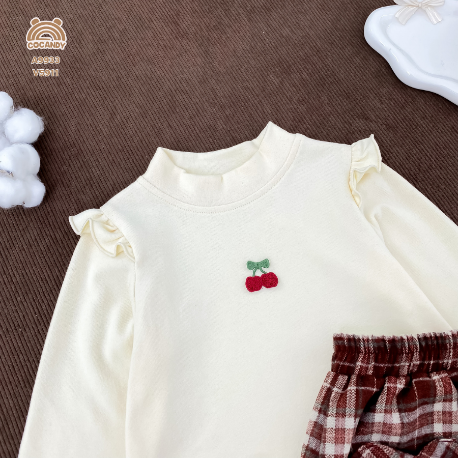 Áo dài BE ĐẬM bèo sóng phối cherry_thumbnail_3