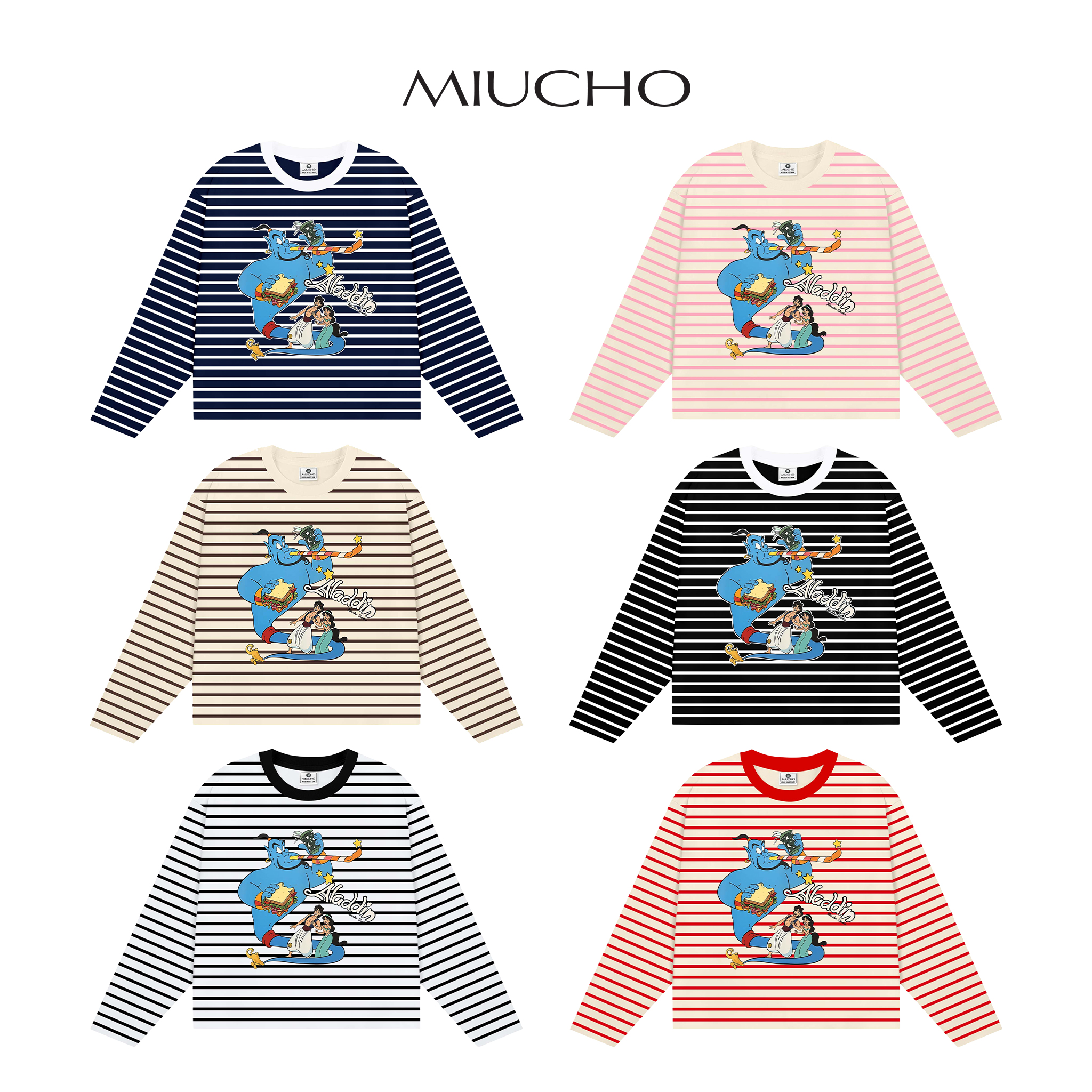 Áo thun boxy unisex Miucho vải rib thoáng mát tay dài cổ tròn Aladin in mix 2696_thumbnail_1