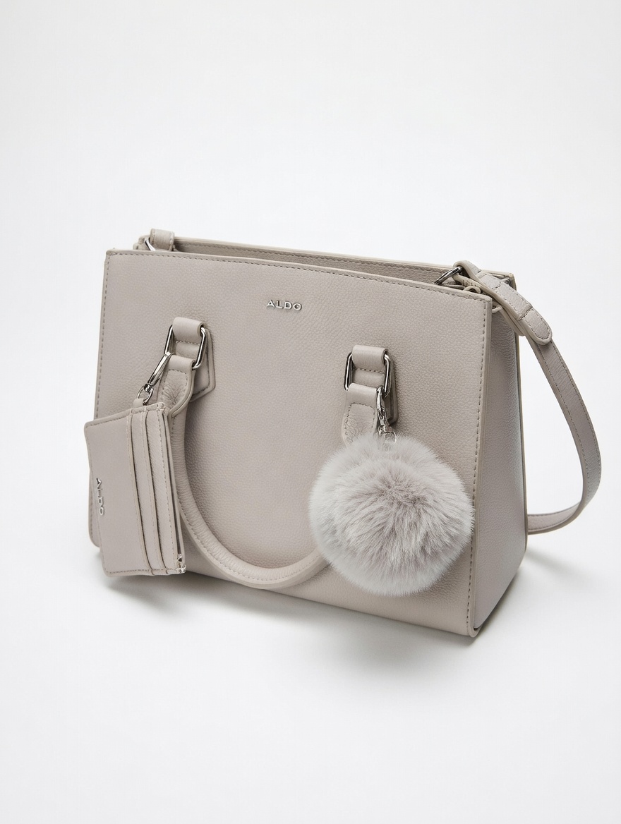 Túi Xách Nữ ALDO Kem Thanh Lịch – Kèm Ví Mini & Charm Lông Cao Cấp
