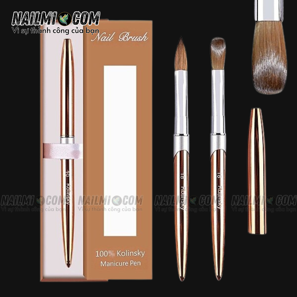 Cọ đắp bột - acrylic nail brush - số 16 - Kolinsky TH - cán kim loại