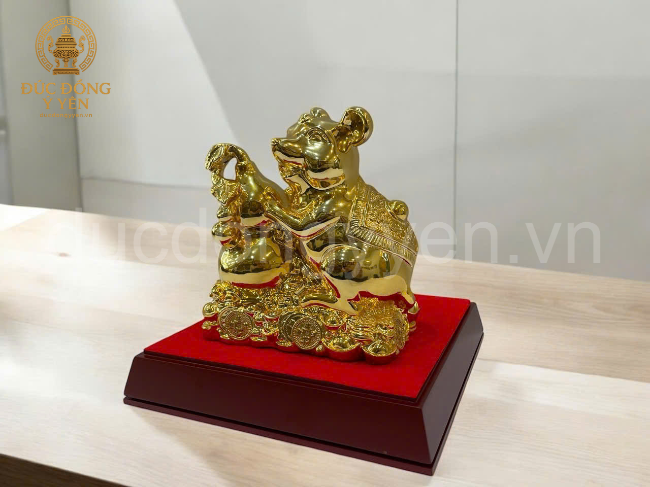 Tượng chuột ôm hồ lô phong thủy mạ vàng _thumbnail_1