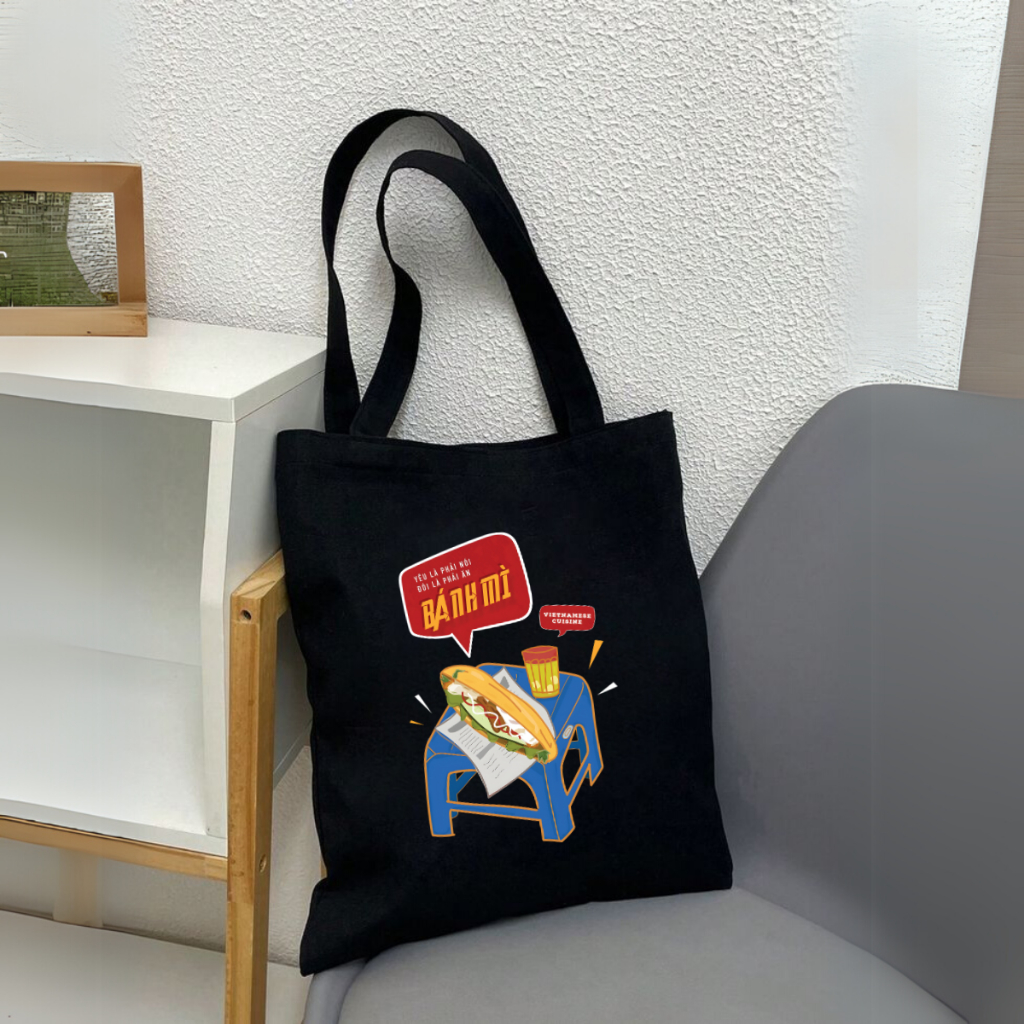 Túi Tote BST Ẩm thực đường phố Việt Nam - Túi vải canvas có túi phụ và khoá kéo đựng vừa A4 (33x37cm) - TOTE22_thumbnail_2