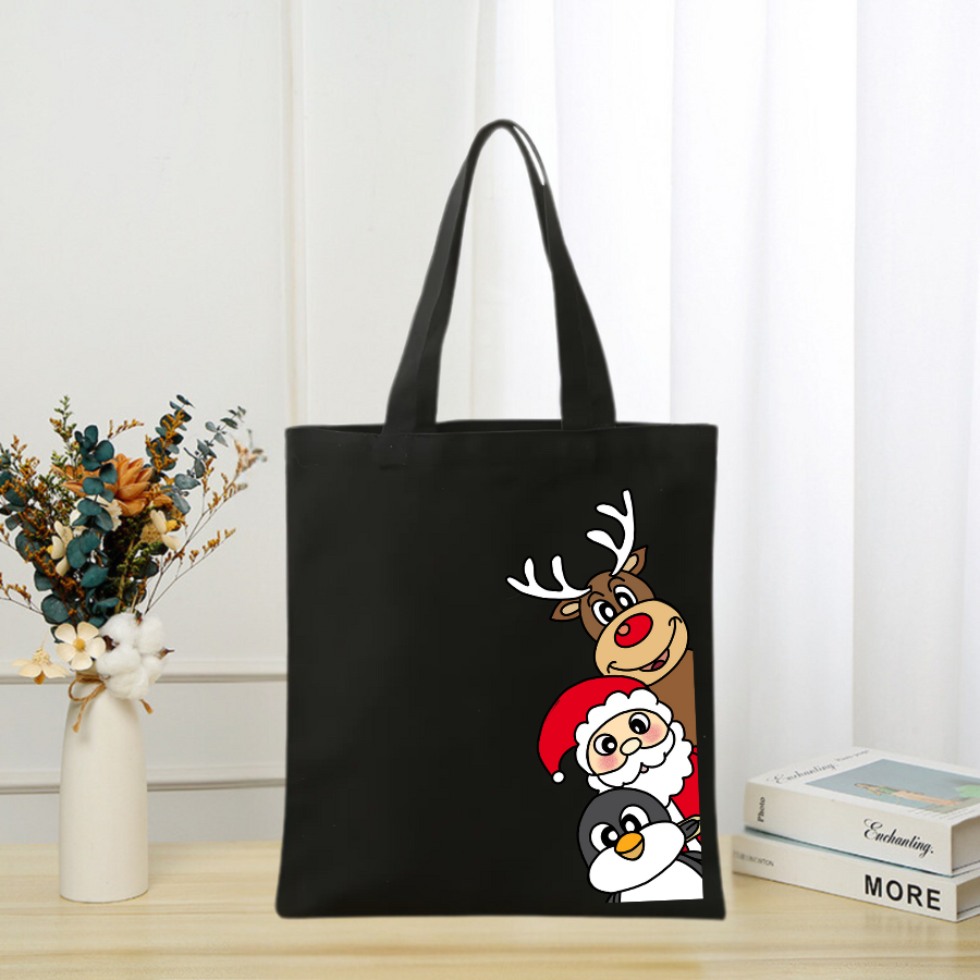 Túi vải canvas hình ông già Noel và người tuyết, có khoá kéo và ngăn phụ - 𝐖𝐞 𝐓𝐞𝐞 TOTE06_thumbnail_7