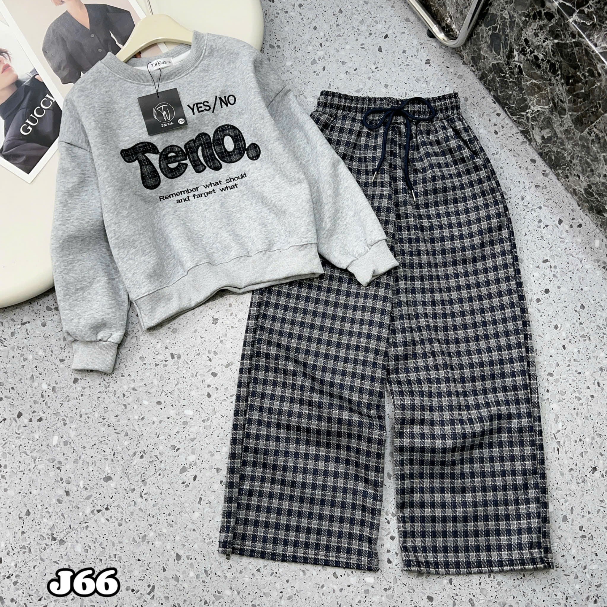 [J66] Sét Nỉ kẻ Yes/No TENO bé gái_thumbnail_1